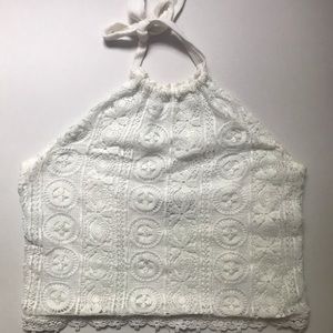 White crotchet halter top